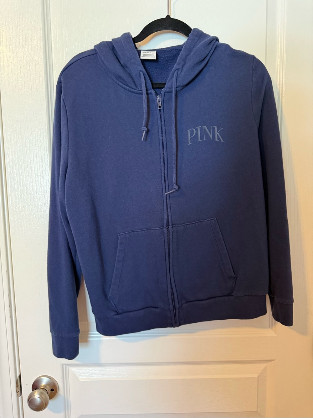 PINK Victoria's Secret Navy Zip Hoodie with Drawstrings